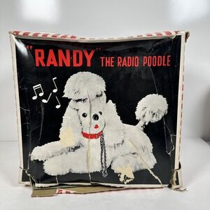 Vintage Mid Century "Randy" Plush White Poodle Transistor Radio Fast Shipping